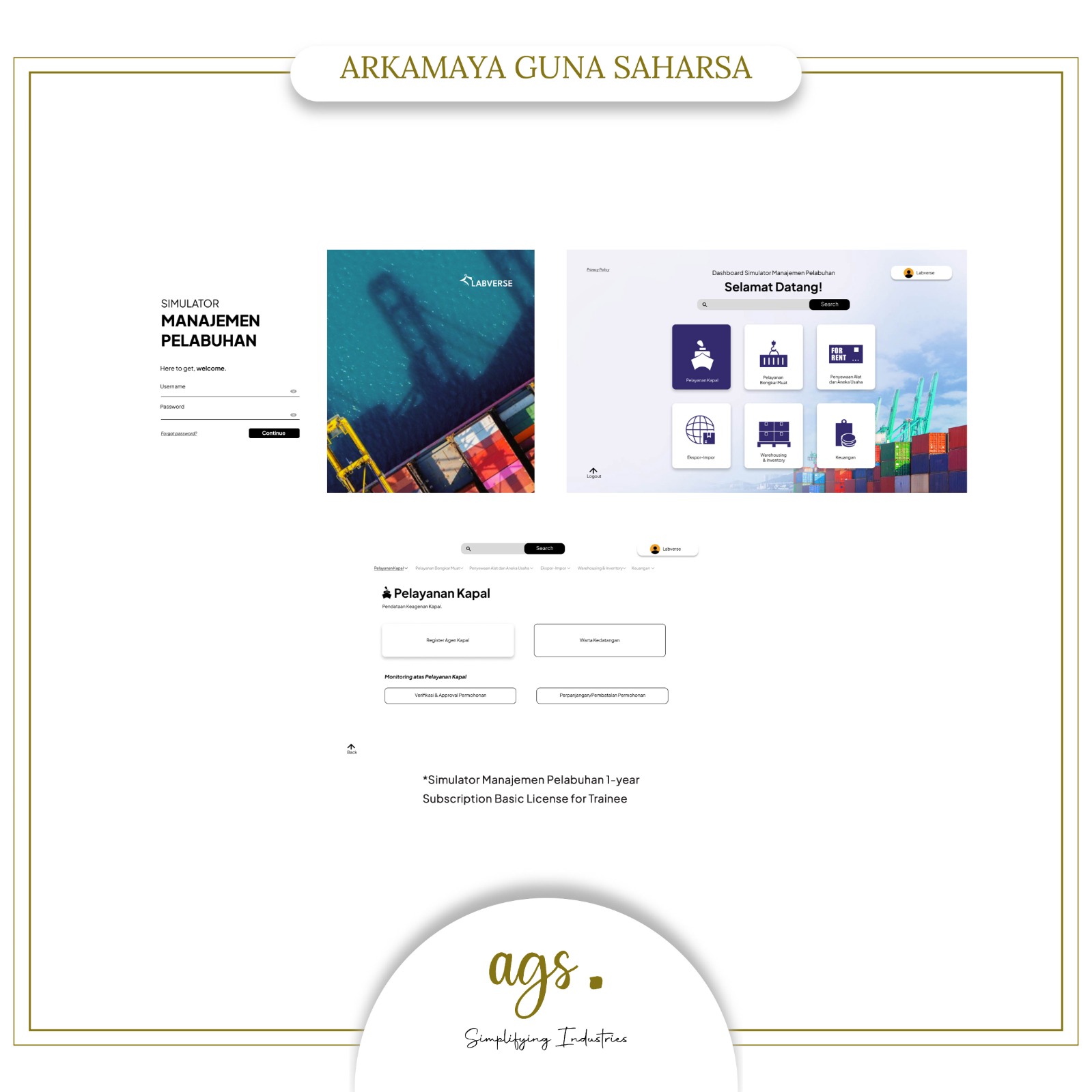 LABVERSE SIMULATOR MANAJEMEN PELABUHAN 1-YEAR SUBSCRIPTION BASIC LICENSE FOR TRAINEE